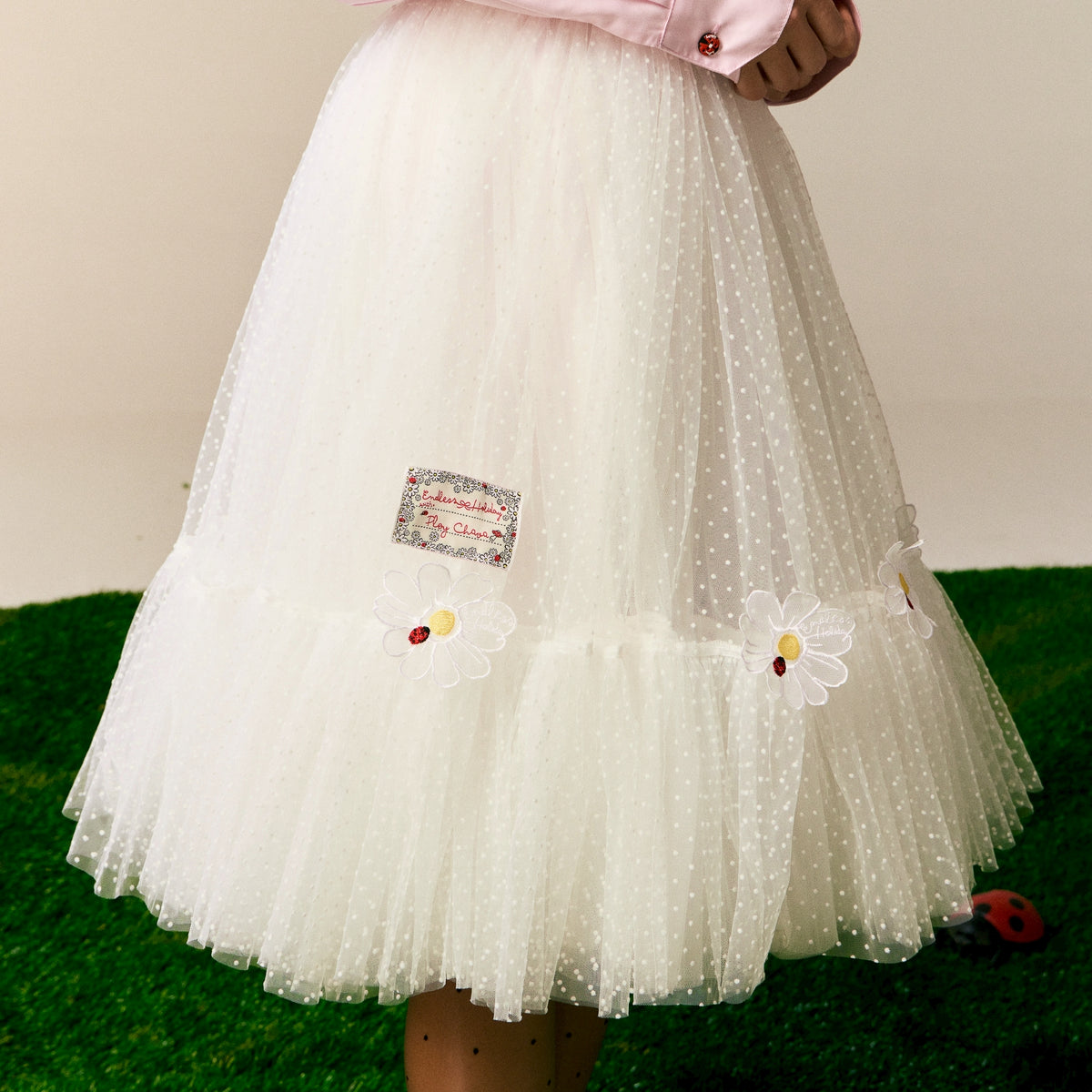 Endless Holiday Fairy Tulle Midi Skirt Dream White & Daisy
