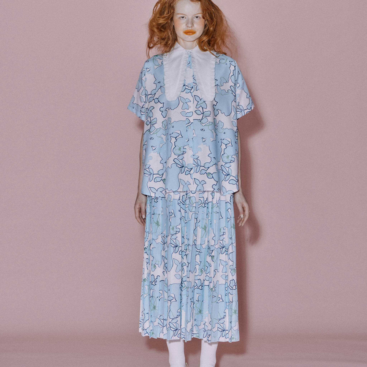 Endless Holiday Sweet Tokyo Summer Shirt & Pleatful Skirt Set Sparkilng Sky