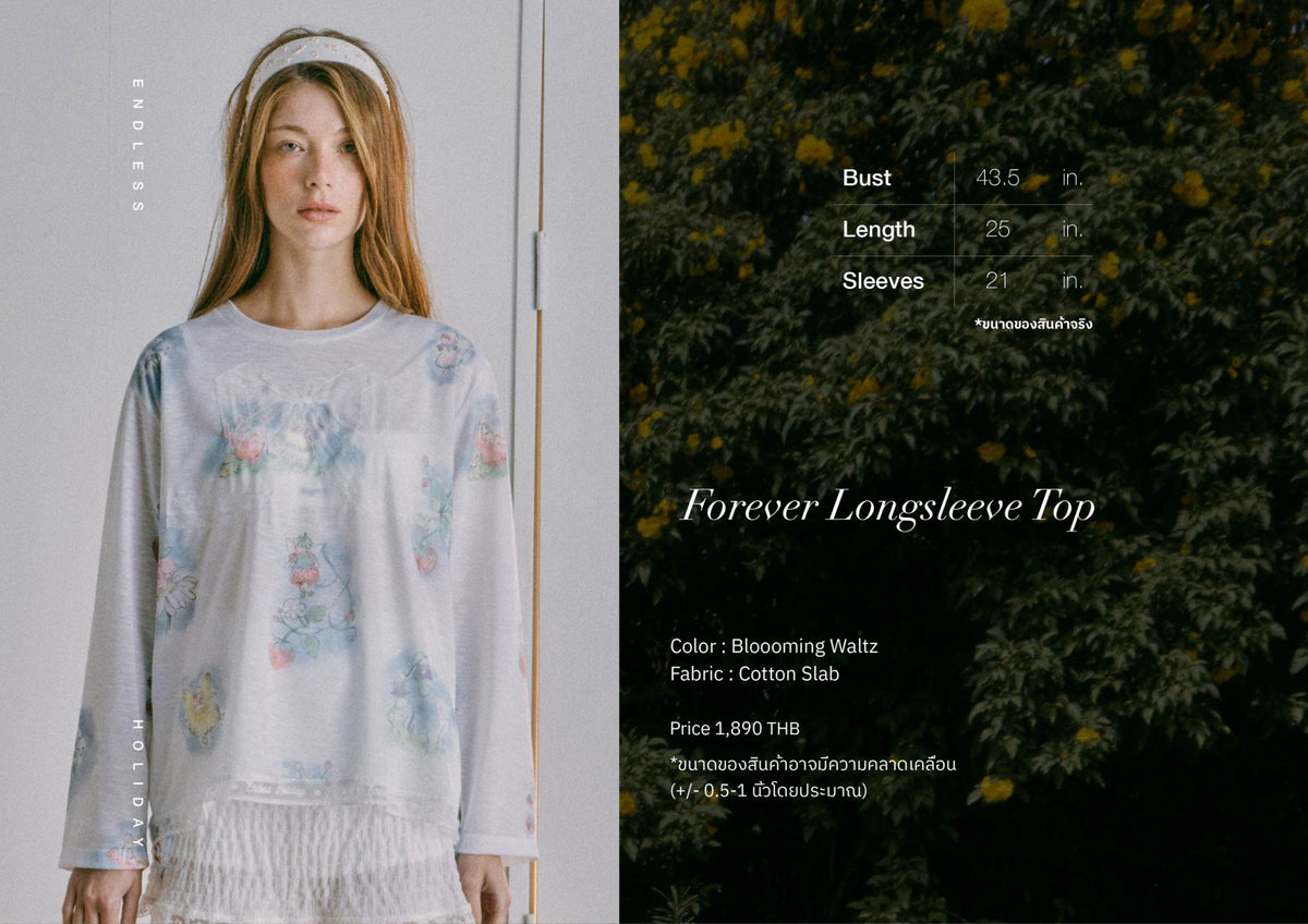 [รอบจัดส่ง 22-23 กย ]Endless Holiday Forever Longsleeve Top Bloooming Waltz