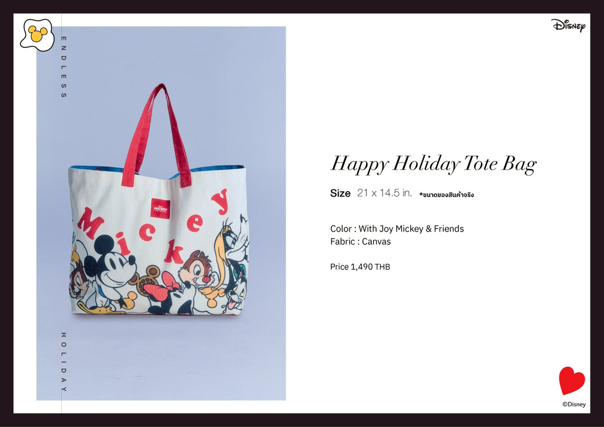 Endless Holiday Happy Holiday Tote Bag With Joy Mickey & Friends