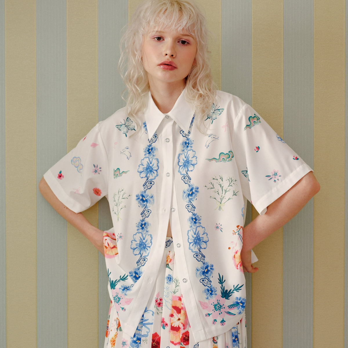 [Limited Edition] Endless Holiday All Day Shirt & Pleatful Skirt Set Lantern Blossom Ride