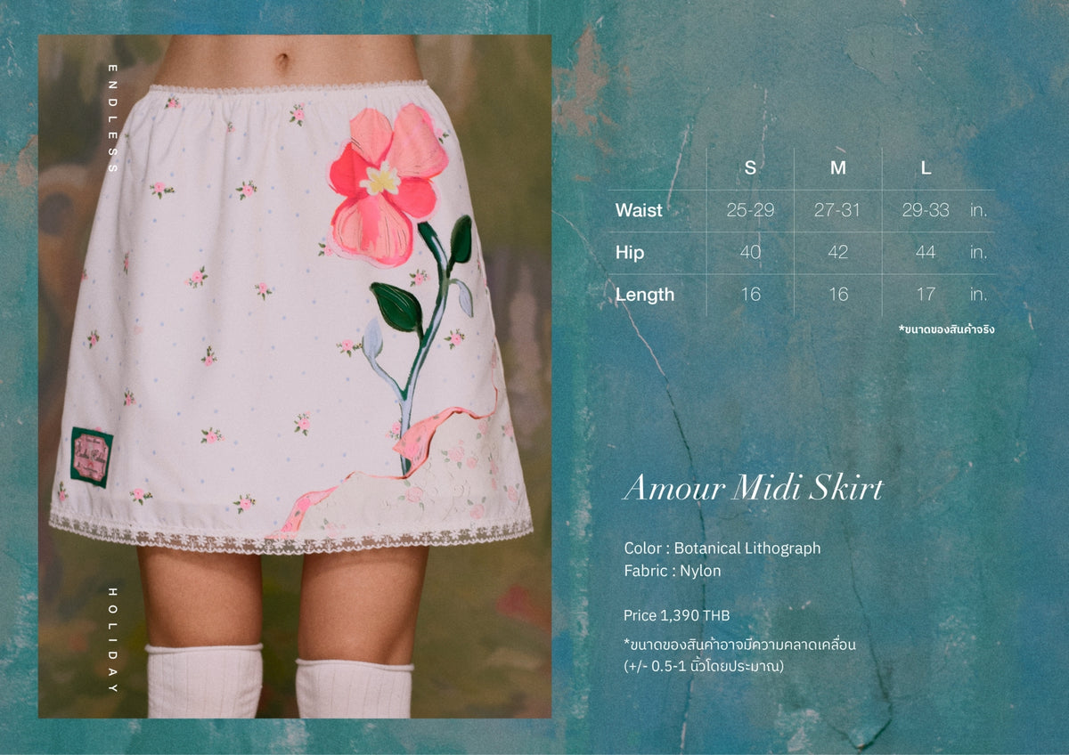 Endless Holiday Amour Midi Skirt Botanical Lithograph